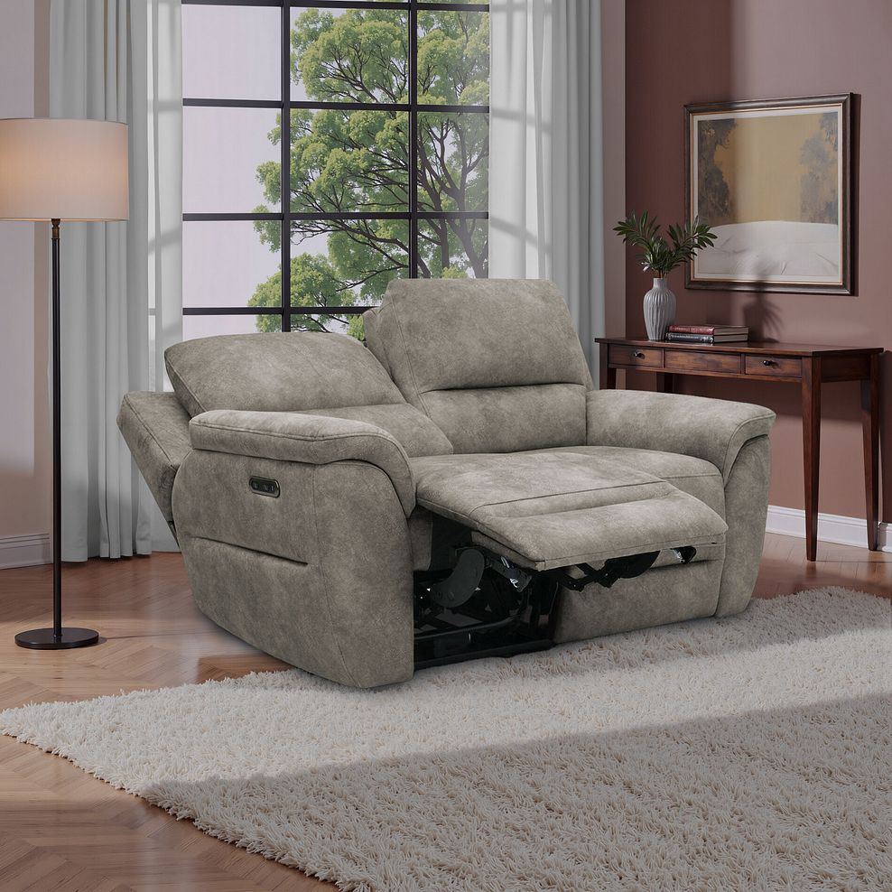 Theo 2 Seater Power Recliner Sofa in Marble Mink Fabric 1