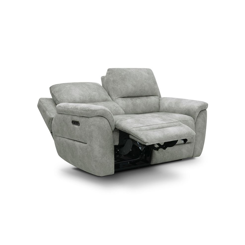 Theo 2 Seater Power Recliner Sofa in Marble Silver Fabric 3