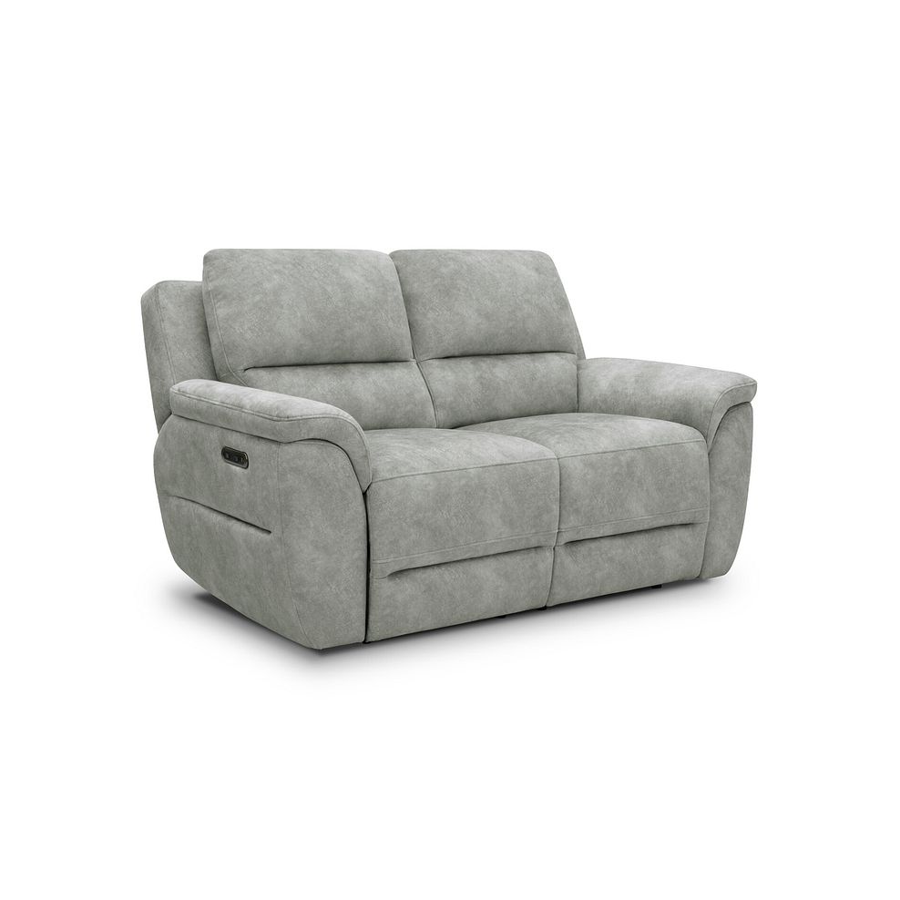 Theo 2 Seater Power Recliner Sofa in Marble Silver Fabric 1