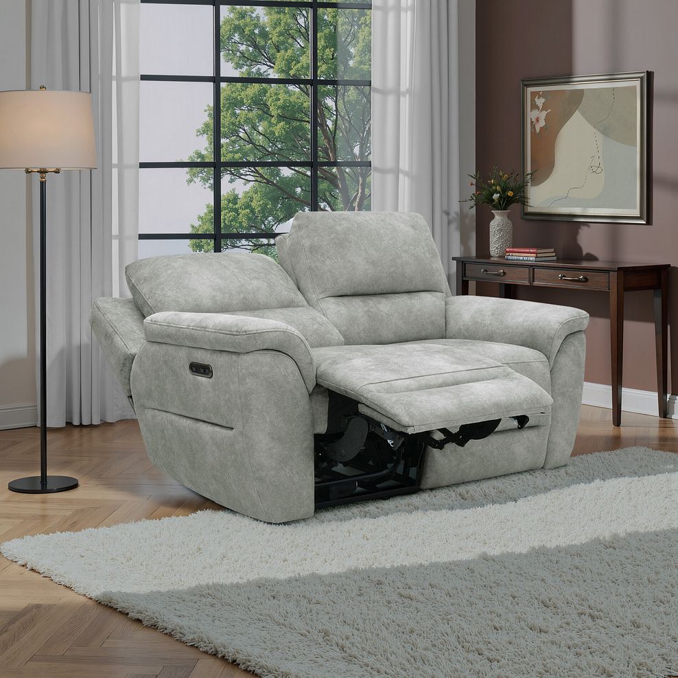 Theo 2 Seater Power Recliner Sofa in Marble Silver Fabric 1