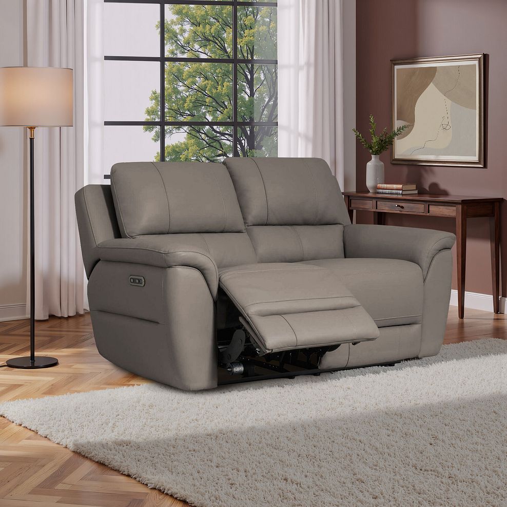 Theo 2 Seater Power Recliner Sofa in Oyster Leather 1