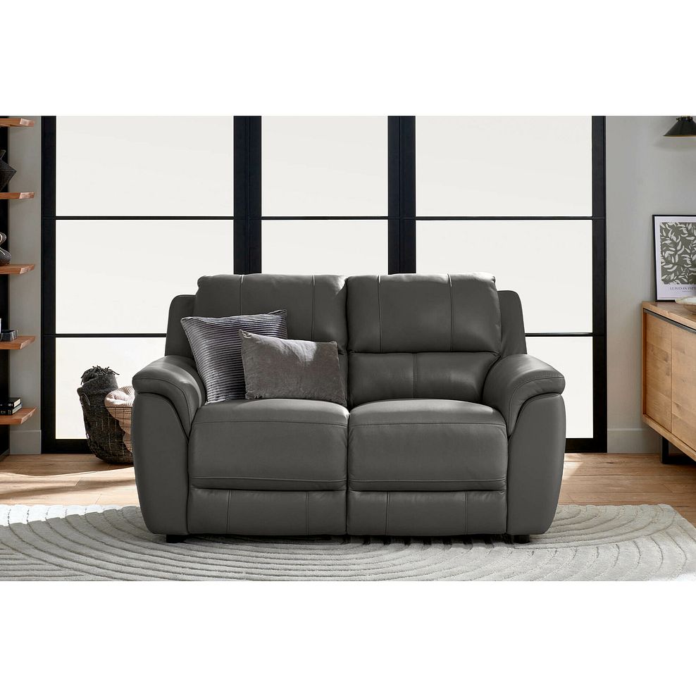 Theo 2 Seater Sofa in Elephant Grey Leather 1