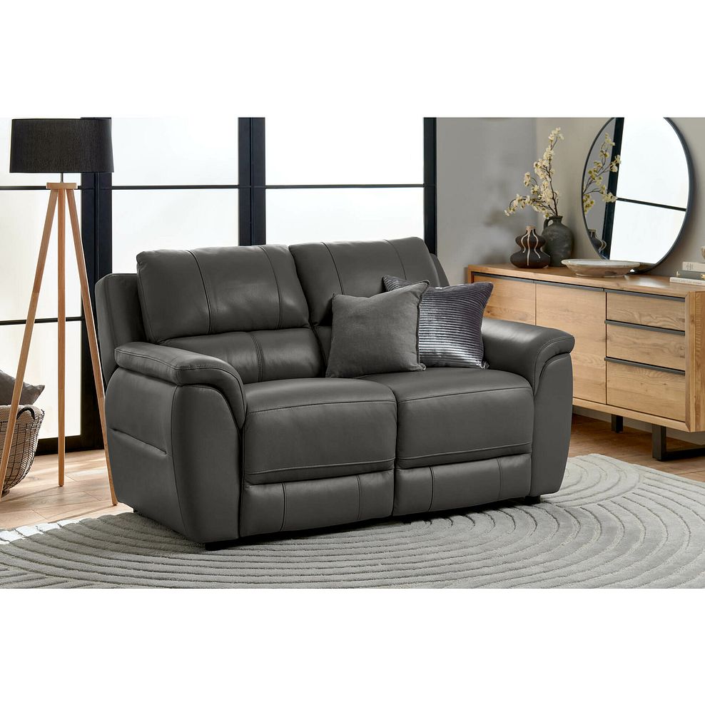 Theo 2 Seater Sofa in Elephant Grey Leather 2