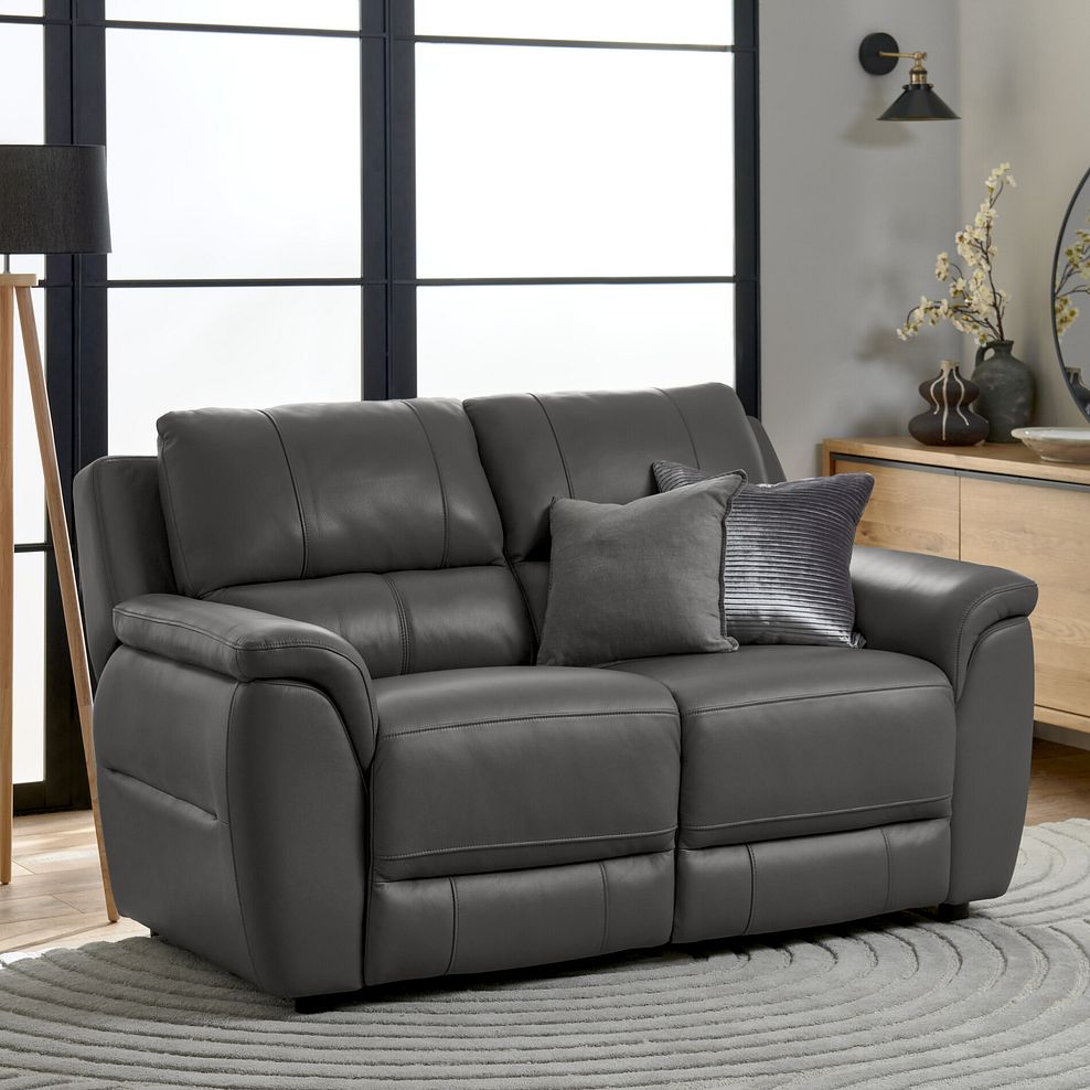 Theo 2 Seater Sofa in Elephant Grey Leather 1