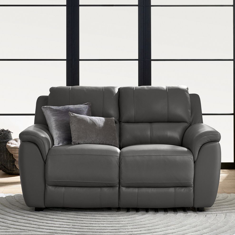 Theo 2 Seater Sofa in Elephant Grey Leather 2