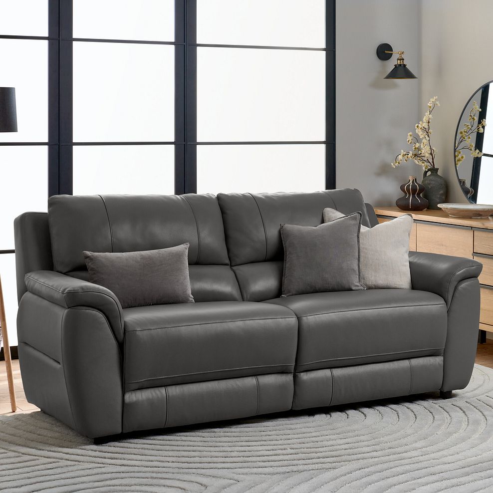Theo 3 Seater Sofa in Elephant Grey Leather 1