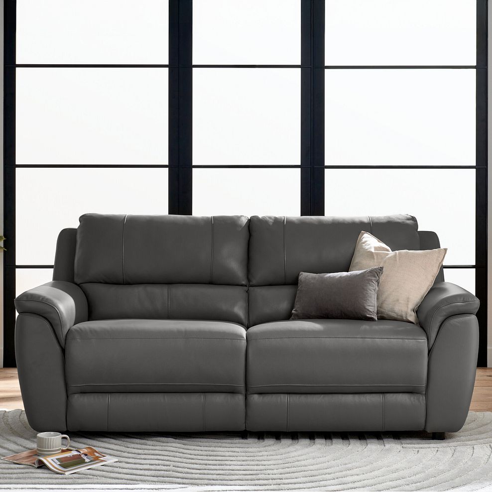 Theo 3 Seater Sofa in Elephant Grey Leather 2