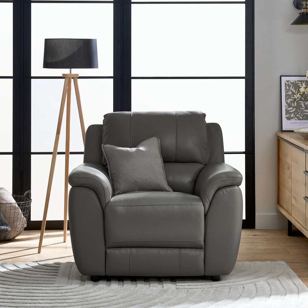 Theo Armchair in Elephant Grey Leather 2