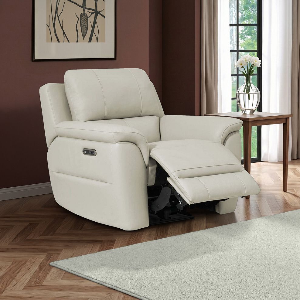 Theo Power Recliner Armchair in Bone China Leather 1
