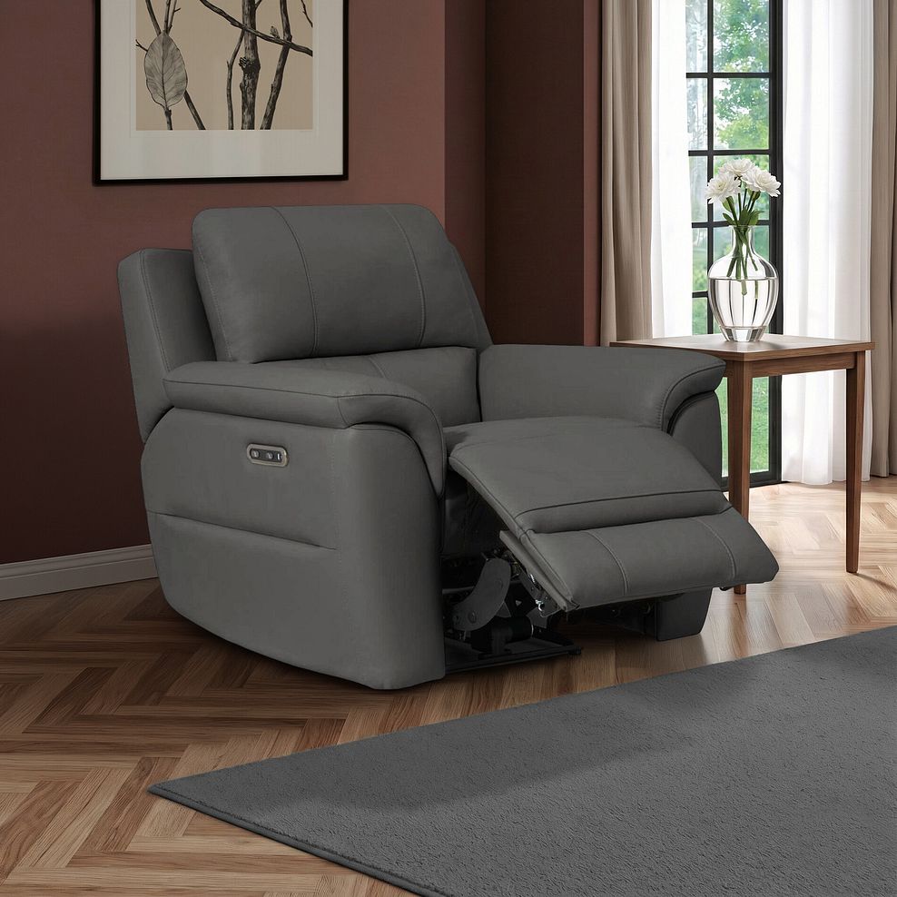 Theo Power Recliner Armchair in Elephant Grey Leather 11