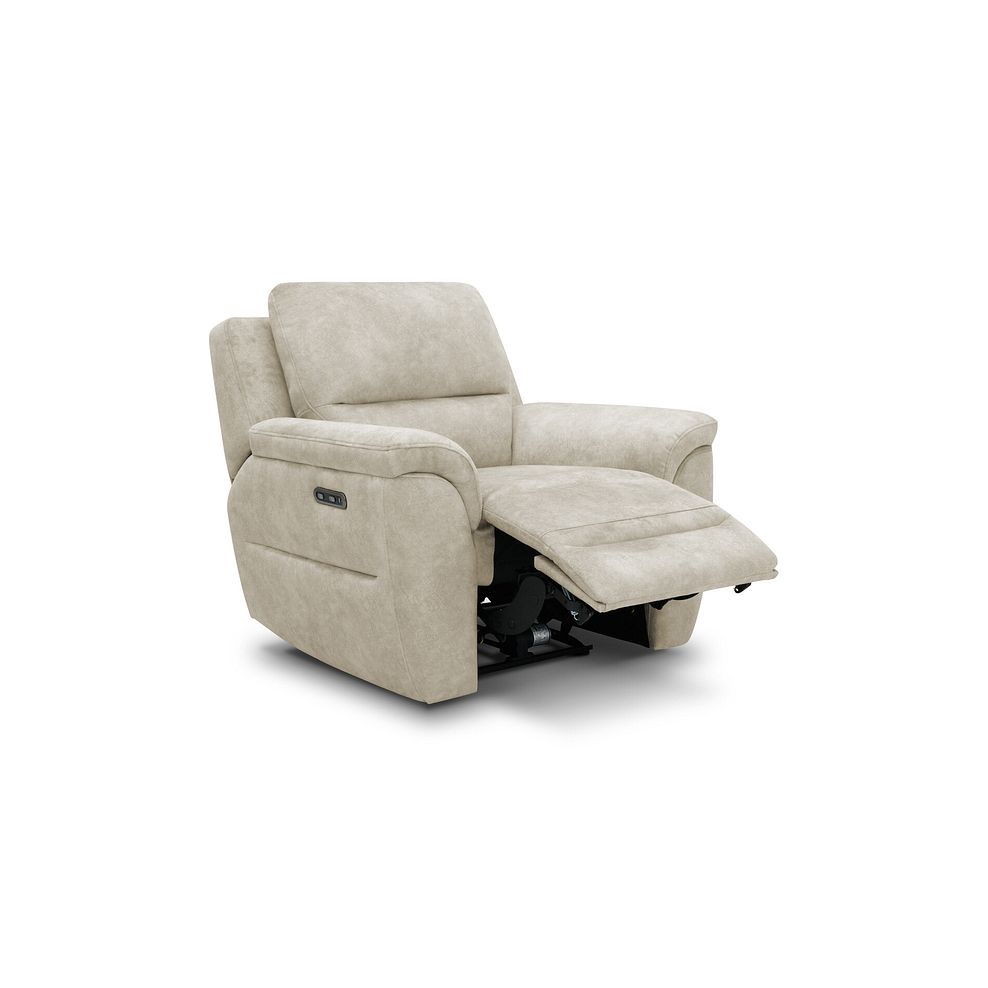 Theo Power Recliner Armchair in Marble Cream Fabric 2