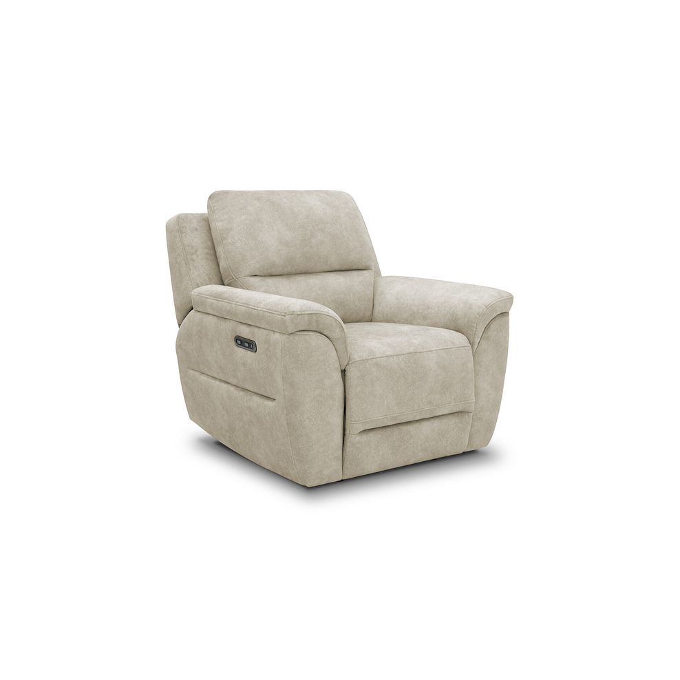 Theo Power Recliner Armchair in Marble Cream Fabric 1