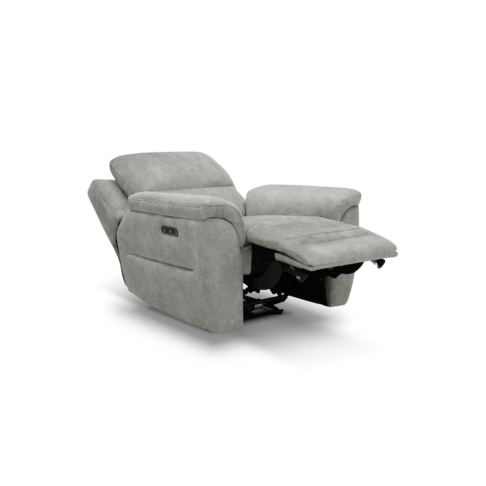 Theo Power Recliner Armchair in Marble Silver Fabric 3