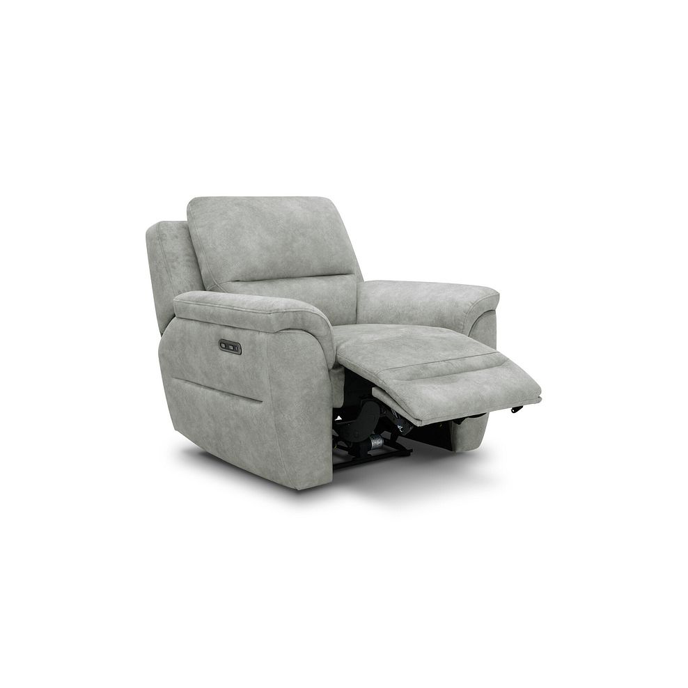 Theo Power Recliner Armchair in Marble Silver Fabric 2