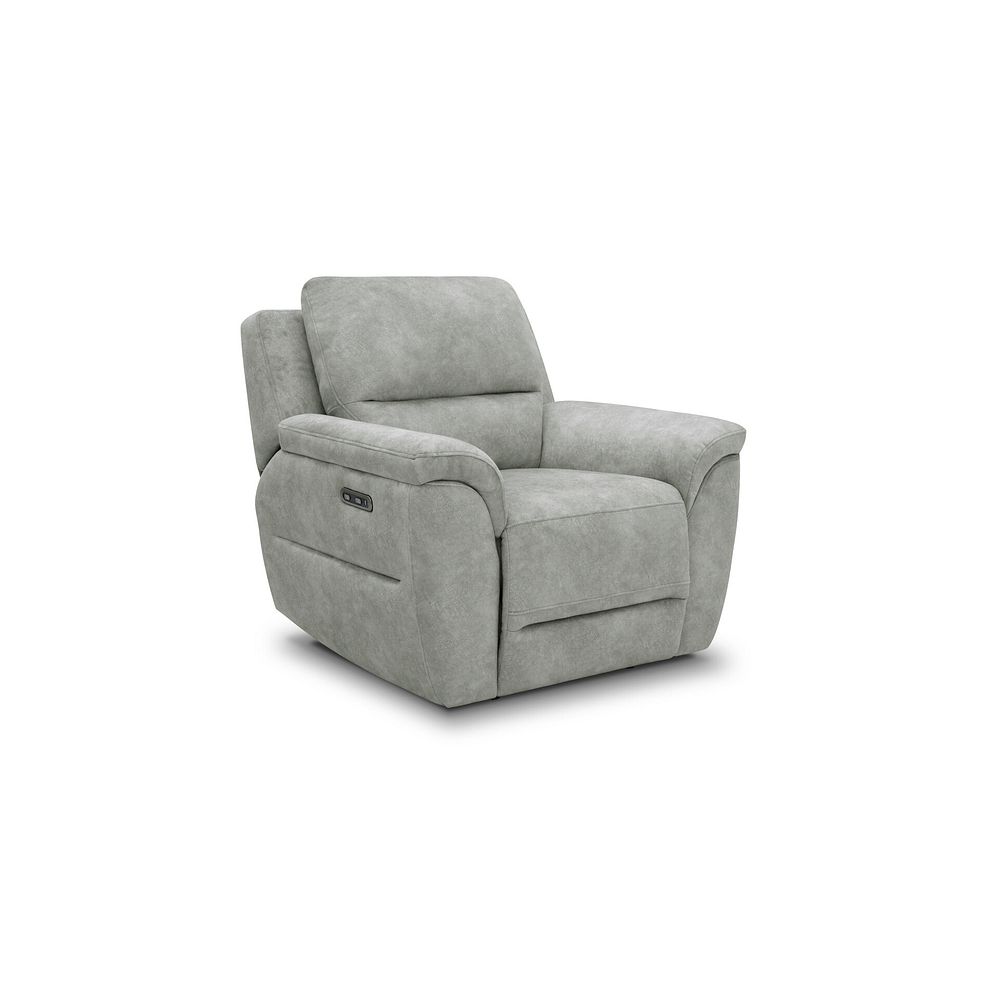 Theo Power Recliner Armchair in Marble Silver Fabric 1