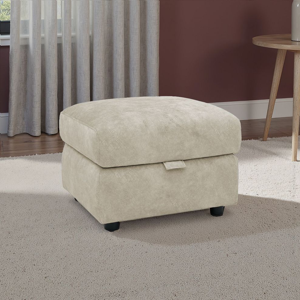 Theo Storage Footstool in Marble Cream Fabric 1