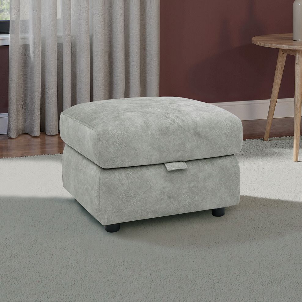 Theo Storage Footstool in Marble Silver Fabric 1