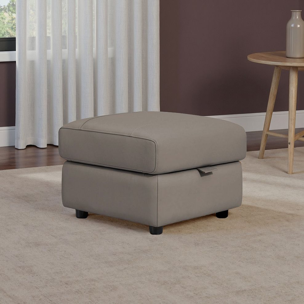 Theo Storage Footstool in Oyster Leather 1