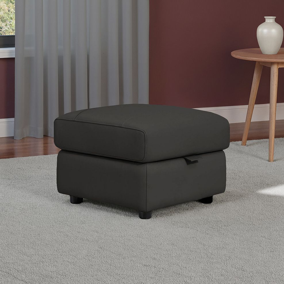 Theo Storage Footstool in Storm Leather 1