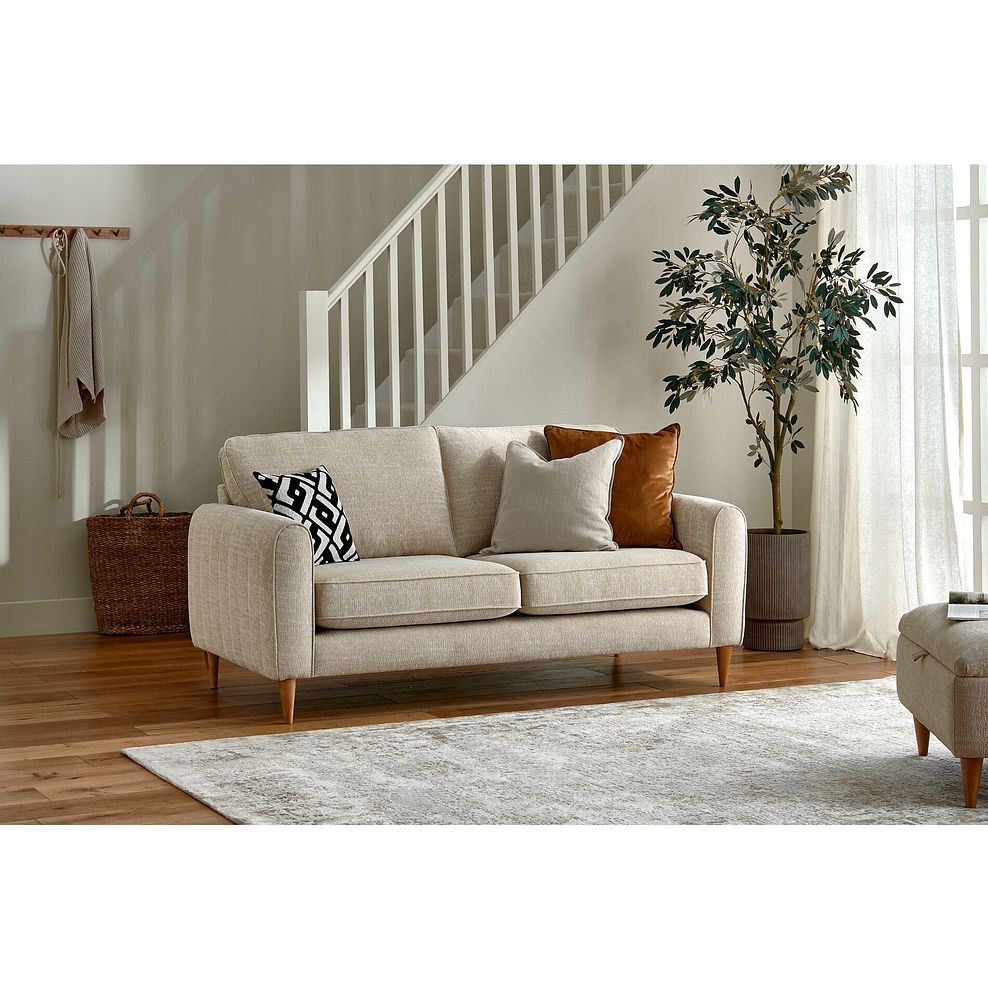 Thornley 3 Seater Sofa in Ivory Fabric 1