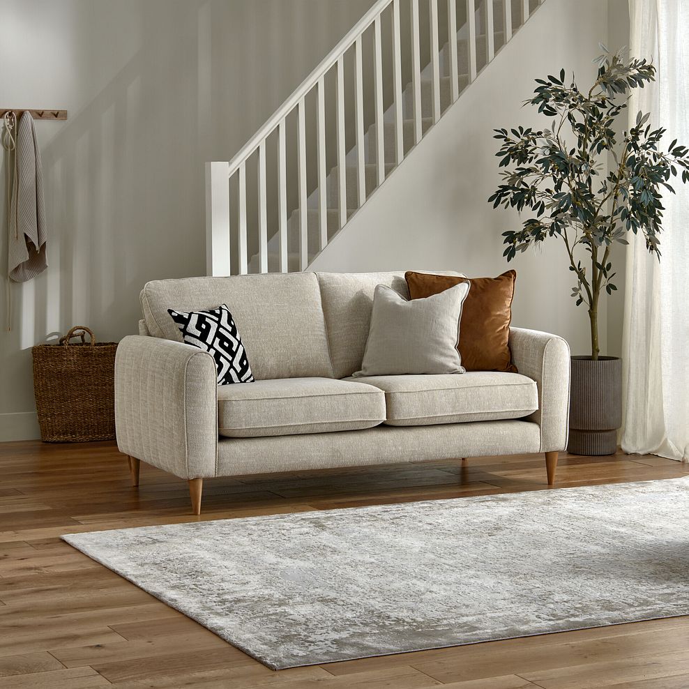 Thornley 3 Seater Sofa in Ivory Fabric 1