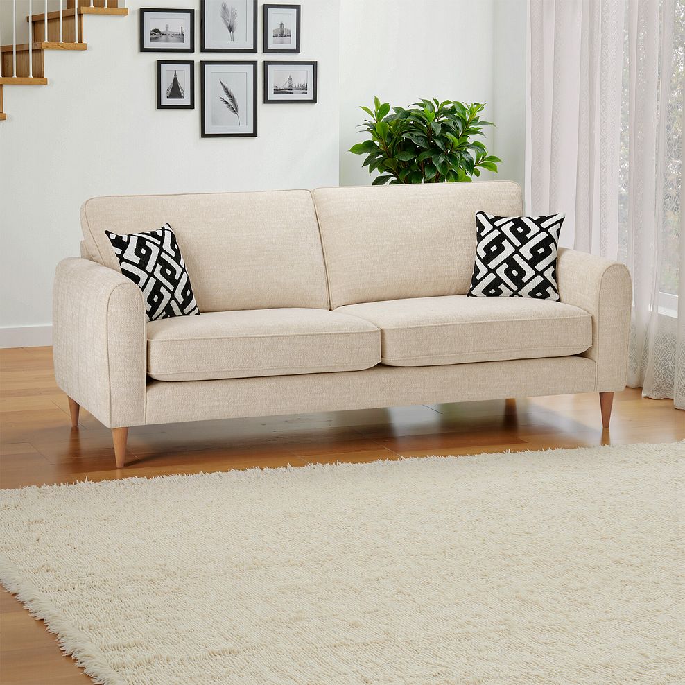 Thornley 4 Seater Sofa in Ivory Fabric 13