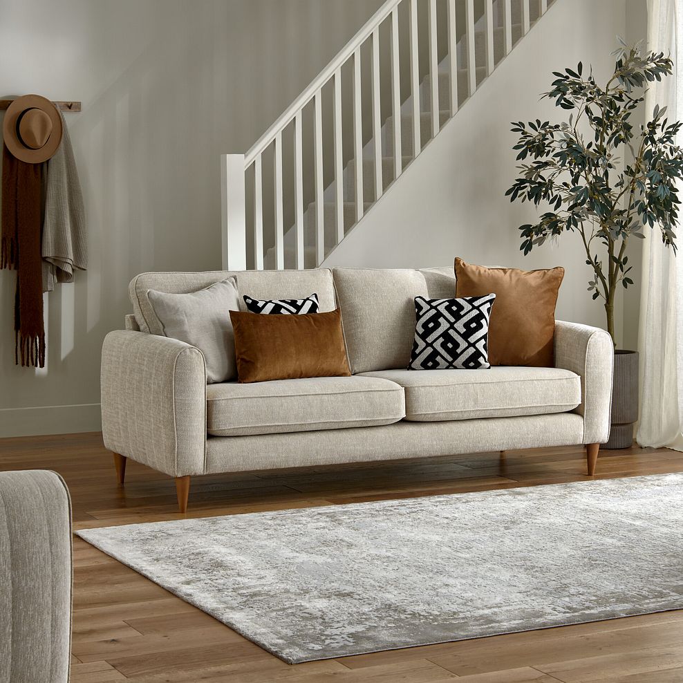 Thornley 4 Seater Sofa in Ivory Fabric 1