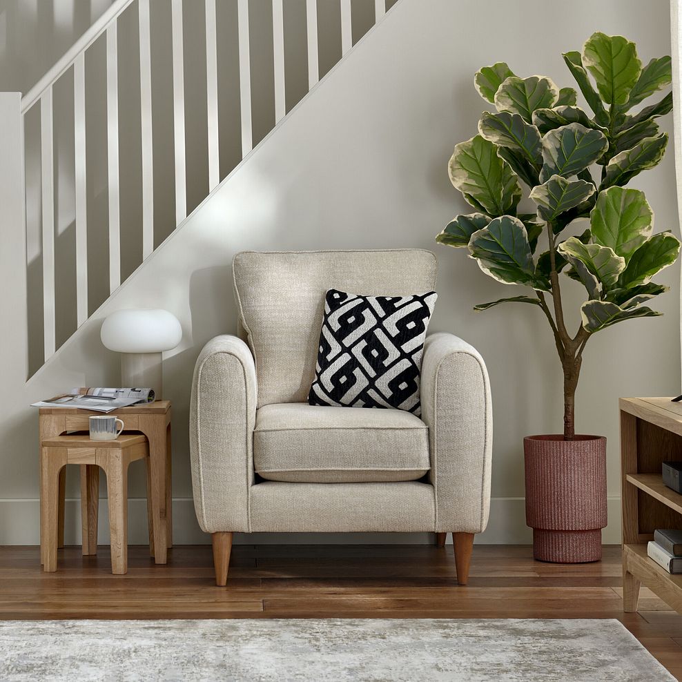 Thornley Armchair in Ivory Fabric 1