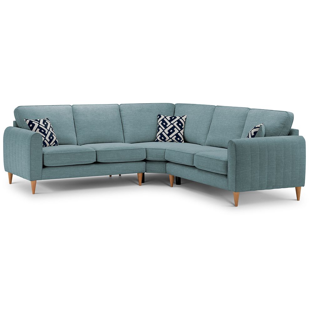 Thornley Large Corner Sofa in Ruby Teal Fabric with Navy Scatter Cushions 1