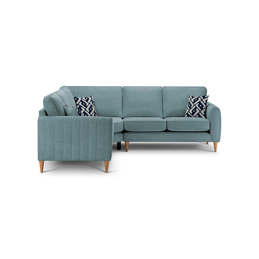 Thornley Large Corner Sofa in Ruby Teal Fabric with Navy Scatter Cushions 2