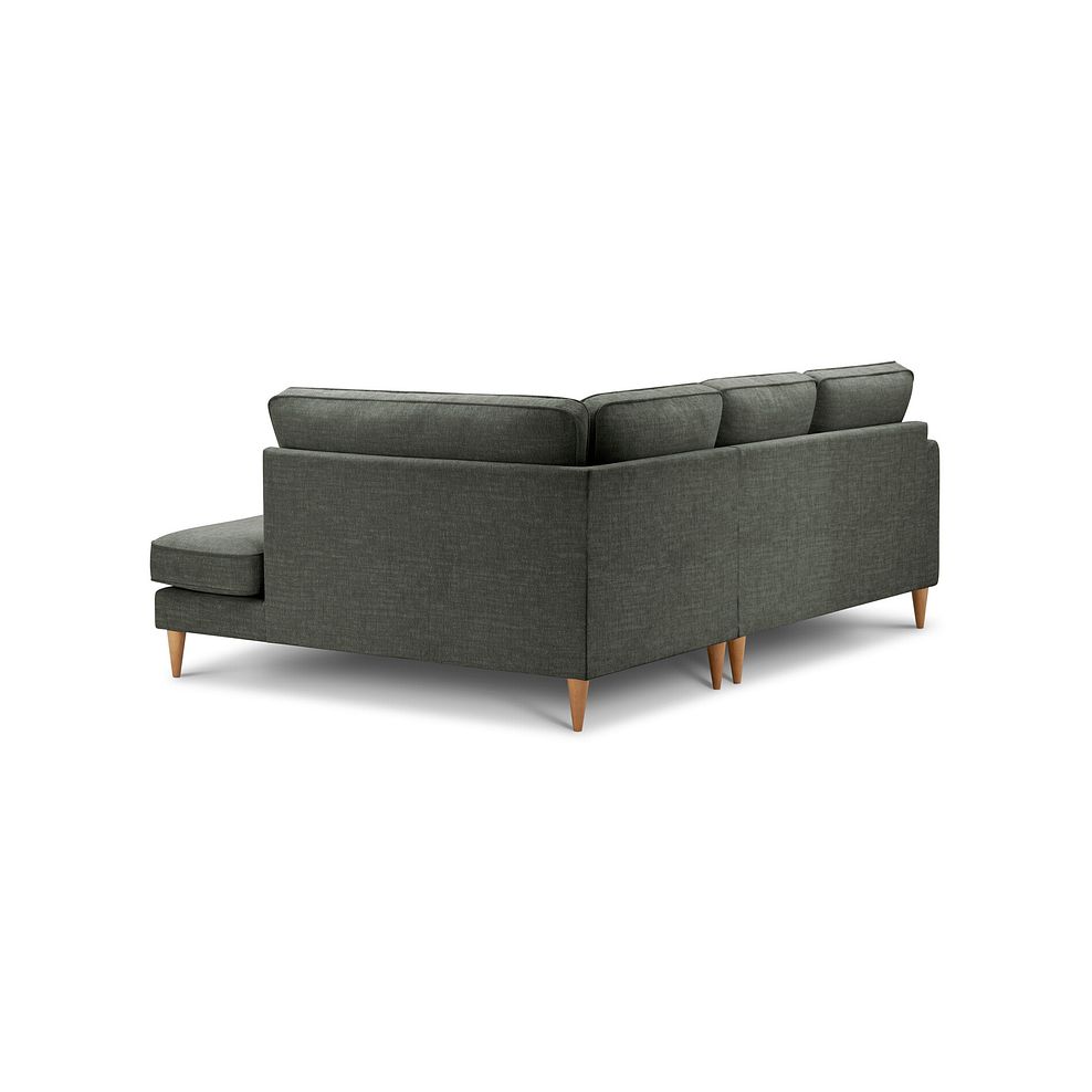 Thornley Left Hand Corner Chaise Sofa in Ruby Forest Green Fabric with Black Scatter Cushions 4