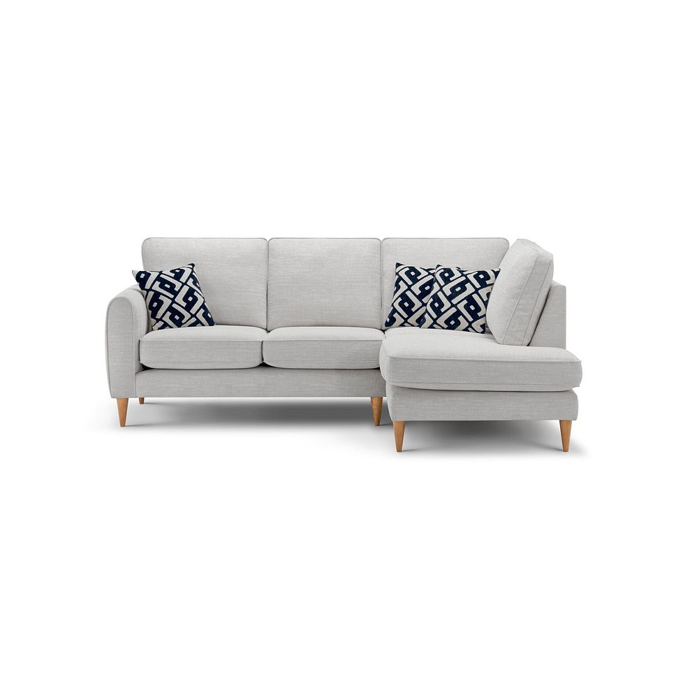 Thornley Left Hand Corner Chaise Sofa in Ruby Ice Fabric with Navy Scatter Cushions 2