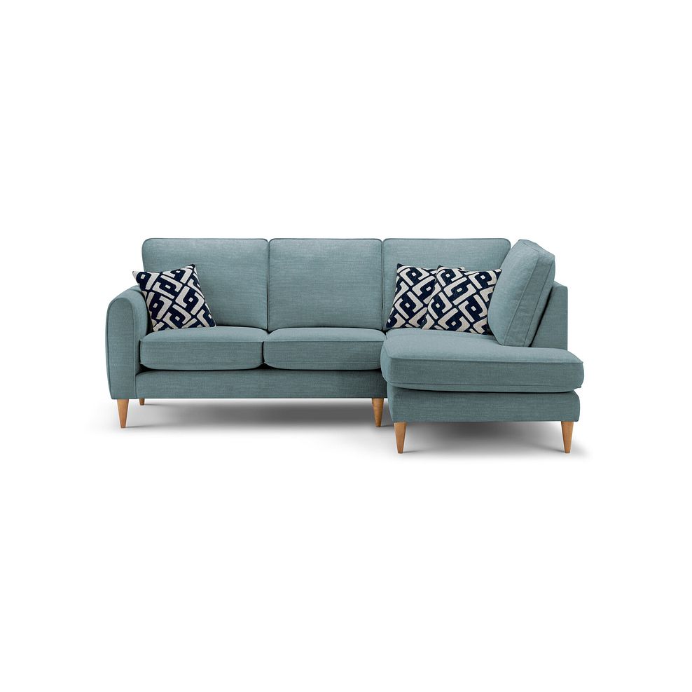Thornley Left Hand Corner Chaise Sofa in Ruby Teal Fabric with Navy Scatter Cushions  with Navy Scatter Cushions 2