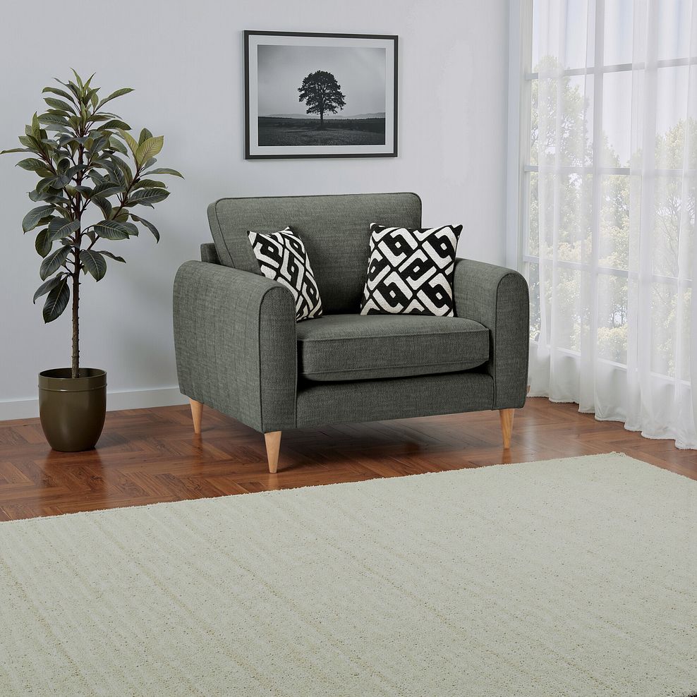 Thornley Loveseat in Forest Green Fabric 1