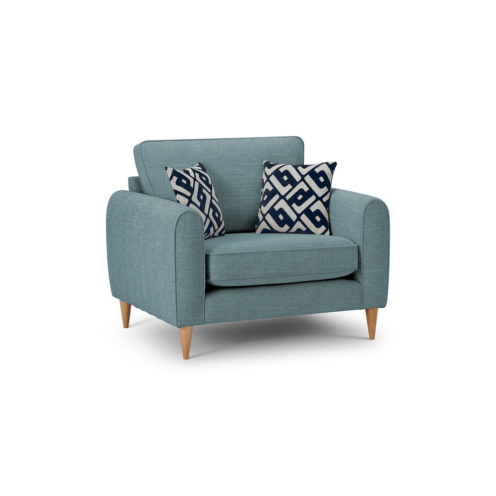 Thornley Loveseat in Teal Fabric Thumbnail 1