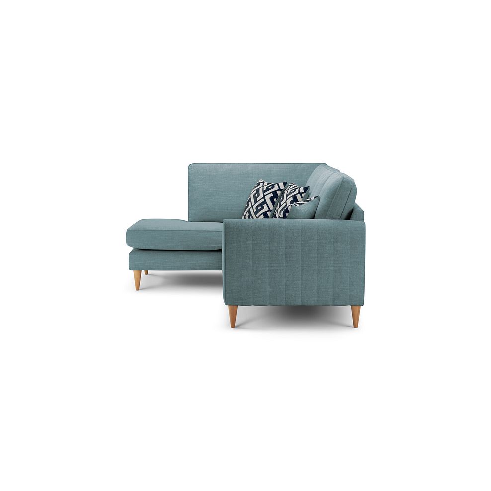 Thornley Right Hand Corner Chaise Sofa in Ruby Teal Fabric with Navy Scatter Cushions 3