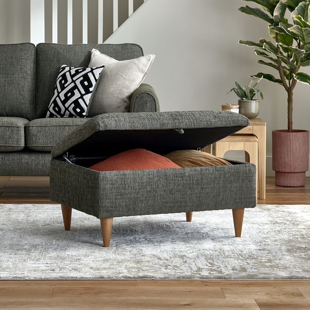 Thornley Storage Footstool in Forest Green Fabric 3