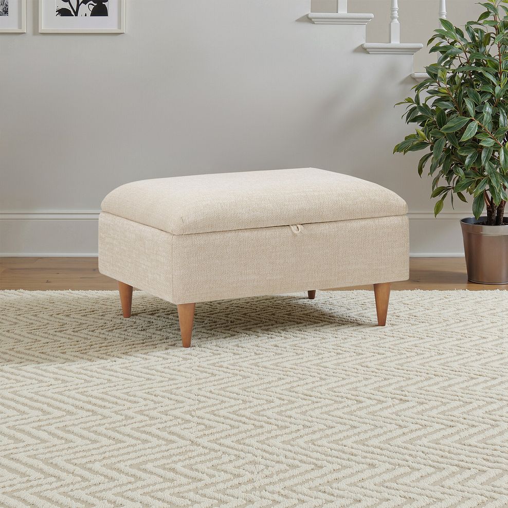 Thornley Storage Footstool in Ivory Fabric 11