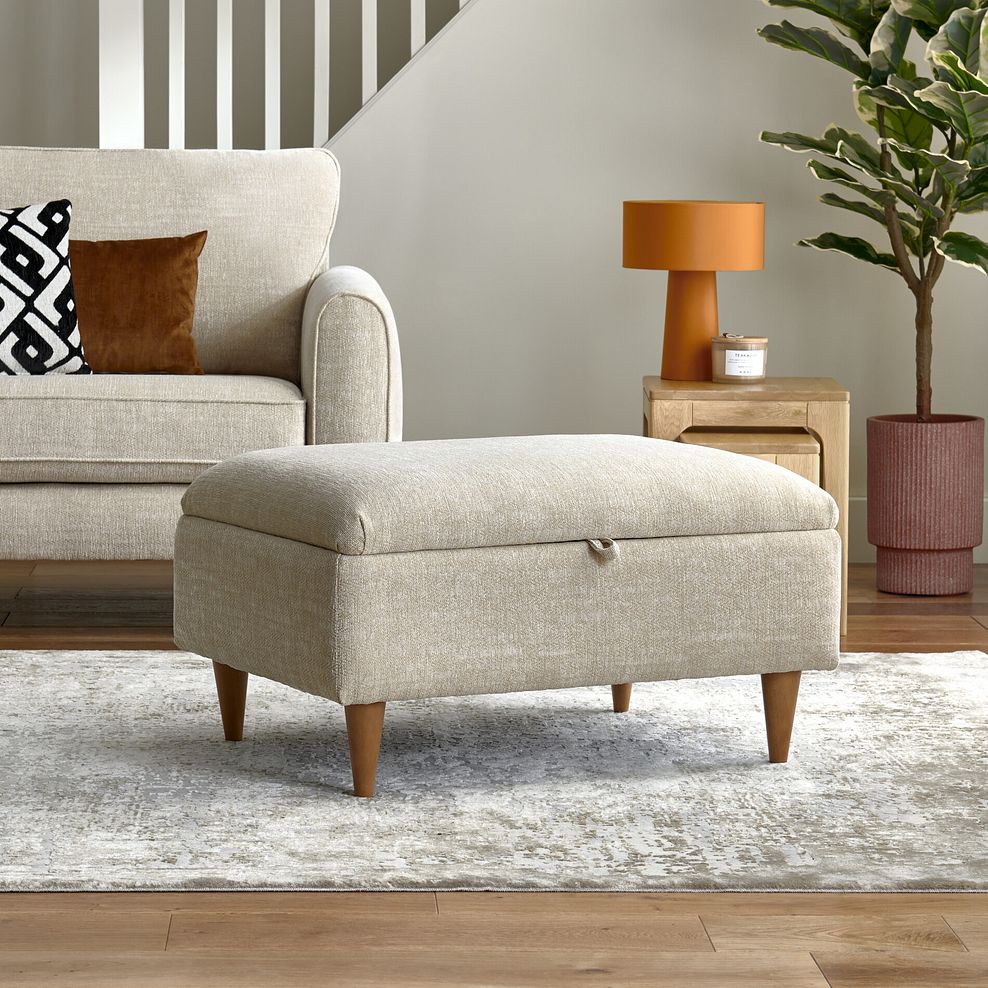 Thornley Storage Footstool in Ivory Fabric 3