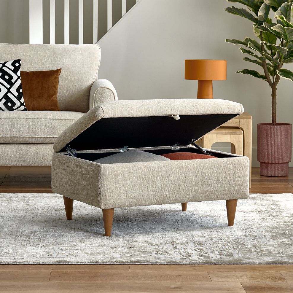Thornley Storage Footstool in Ivory Fabric 1