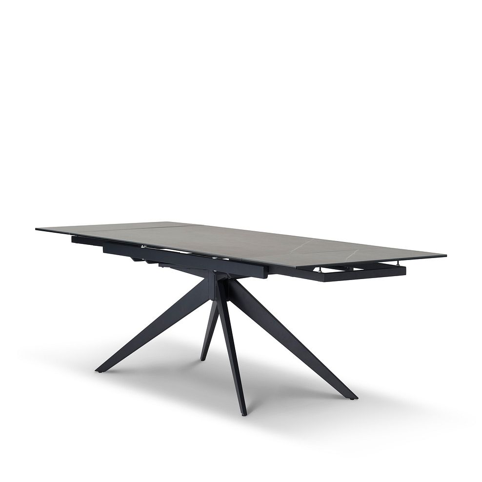 Trento Grey Ceramic Extending Dining Table + 4 Mason Chairs Vintage Brown Leather-Look fabric with Black Legs 3