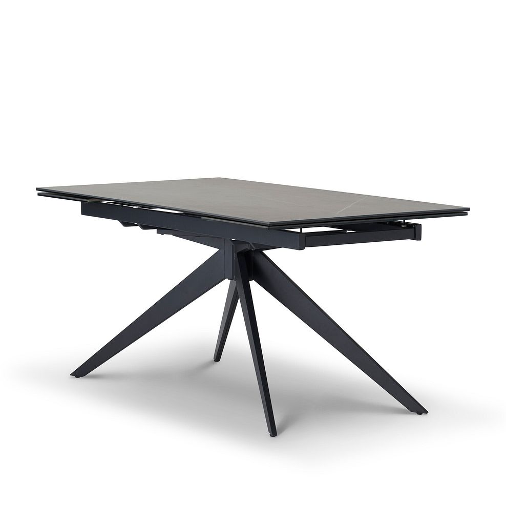 Trento Grey Ceramic Extending Dining Table + 4 Mason Chairs Vintage Brown Leather-Look fabric with Black Legs 2