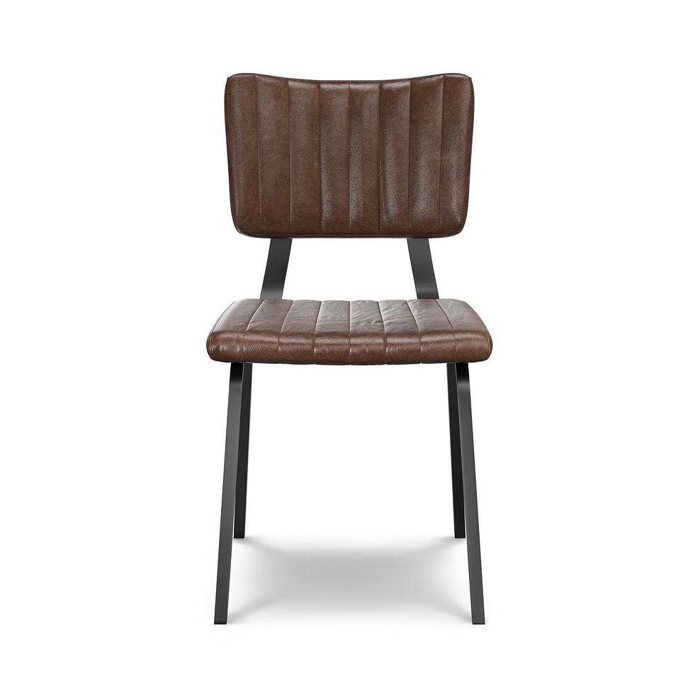 Trento Grey Ceramic Extending Dining Table + 4 Mason Chairs Vintage Brown Leather-Look fabric with Black Legs 12