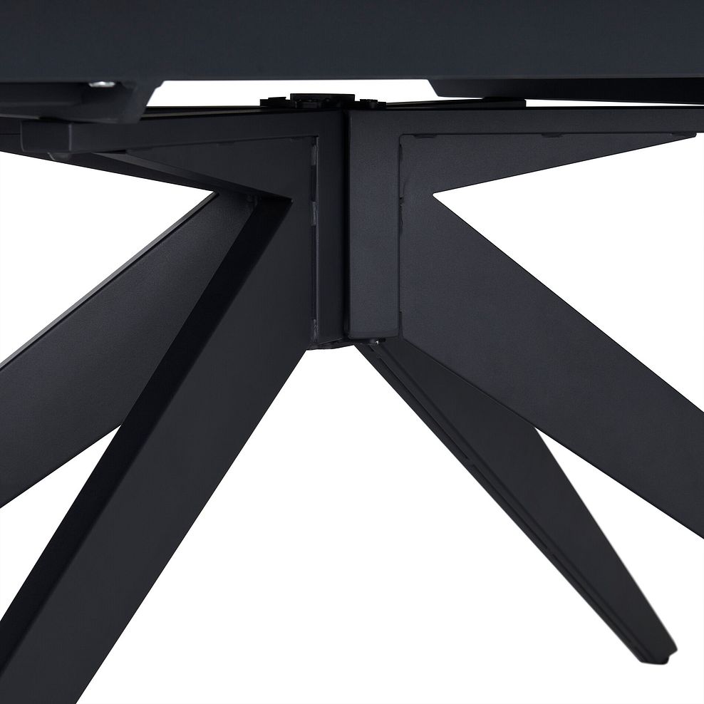 Trento Grey Ceramic Extending Dining Table + 6 Mason Chairs Vintage Tan Leather-Look fabric with Black Legs 8