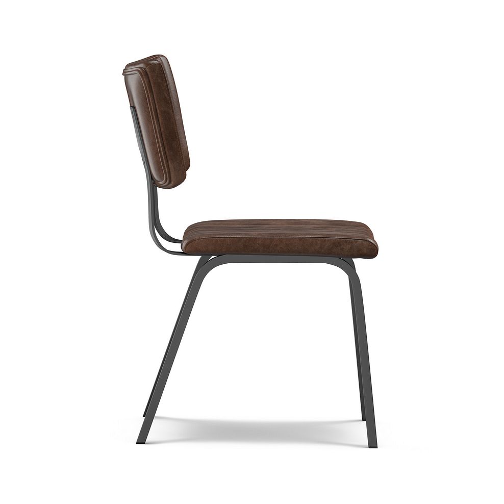 Trento White Ceramic Extending Dining Table + 6 Mason Chairs Vintage Brown Leather-Look fabric with Black Legs 12