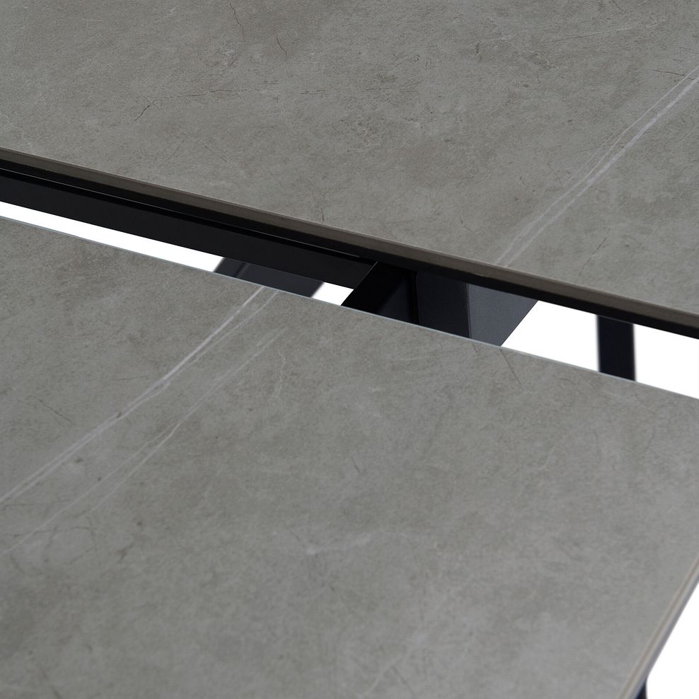 Trento Grey Ceramic Dining Table with 1 Light Grey Nico Bench and 4 Light Grey Aria Chairs 4