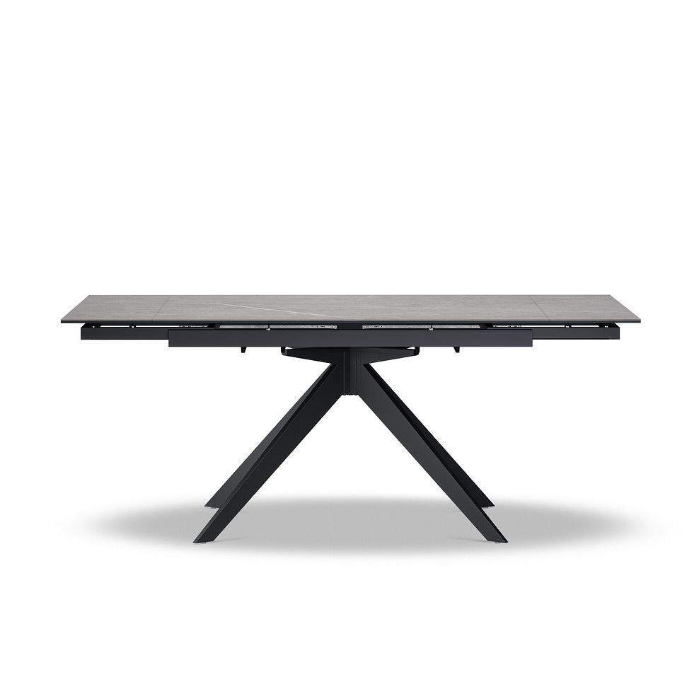Trento Grey Ceramic Extendable Dining Table 130cm + 4 Aria Dining Chair in Dark Grey with Black Metal Legs 5