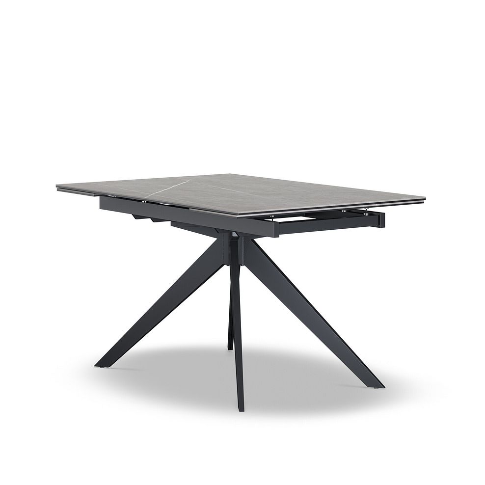 Trento Grey Ceramic Extendable Dining Table 130cm + 4 Nico Swivel Dining Chair in Light Grey with Black Metal Legs 2