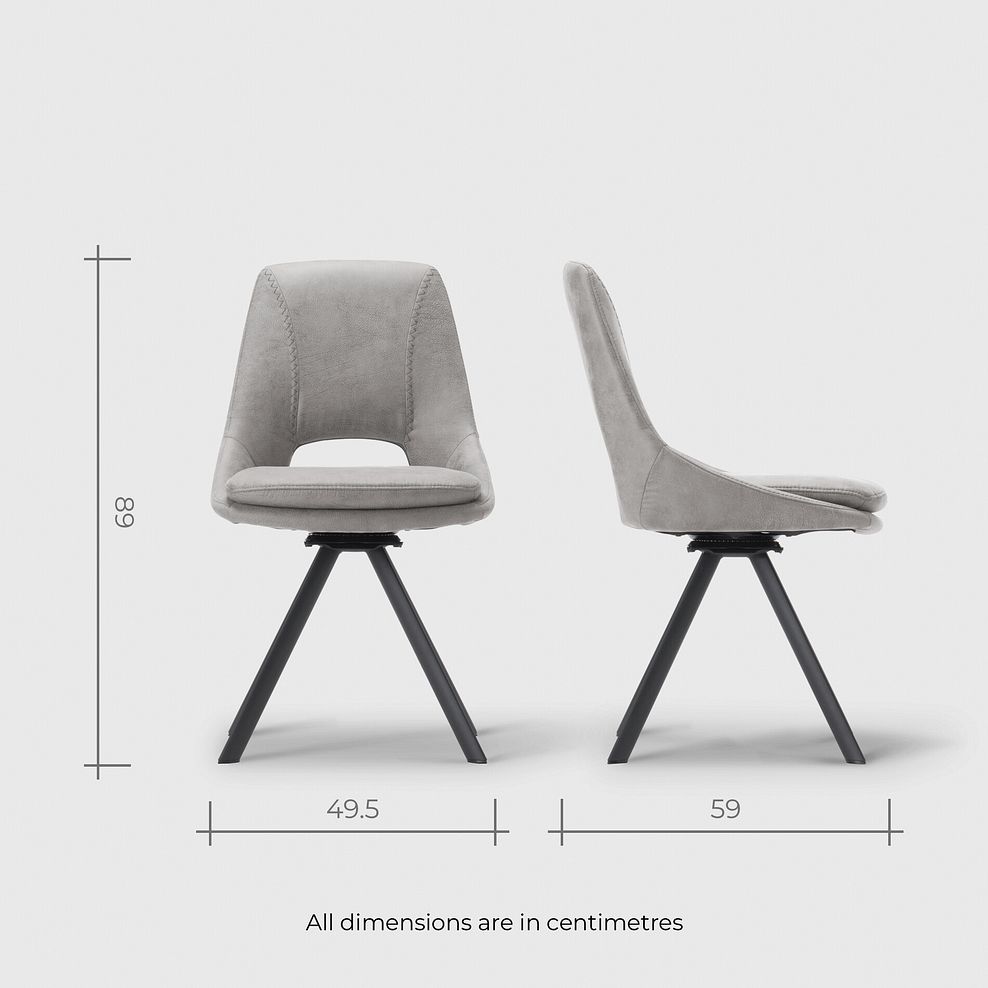 Trento Grey Ceramic Extendable Dining Table 130cm + 4 Nico Swivel Dining Chair in Light Grey with Black Metal Legs 9