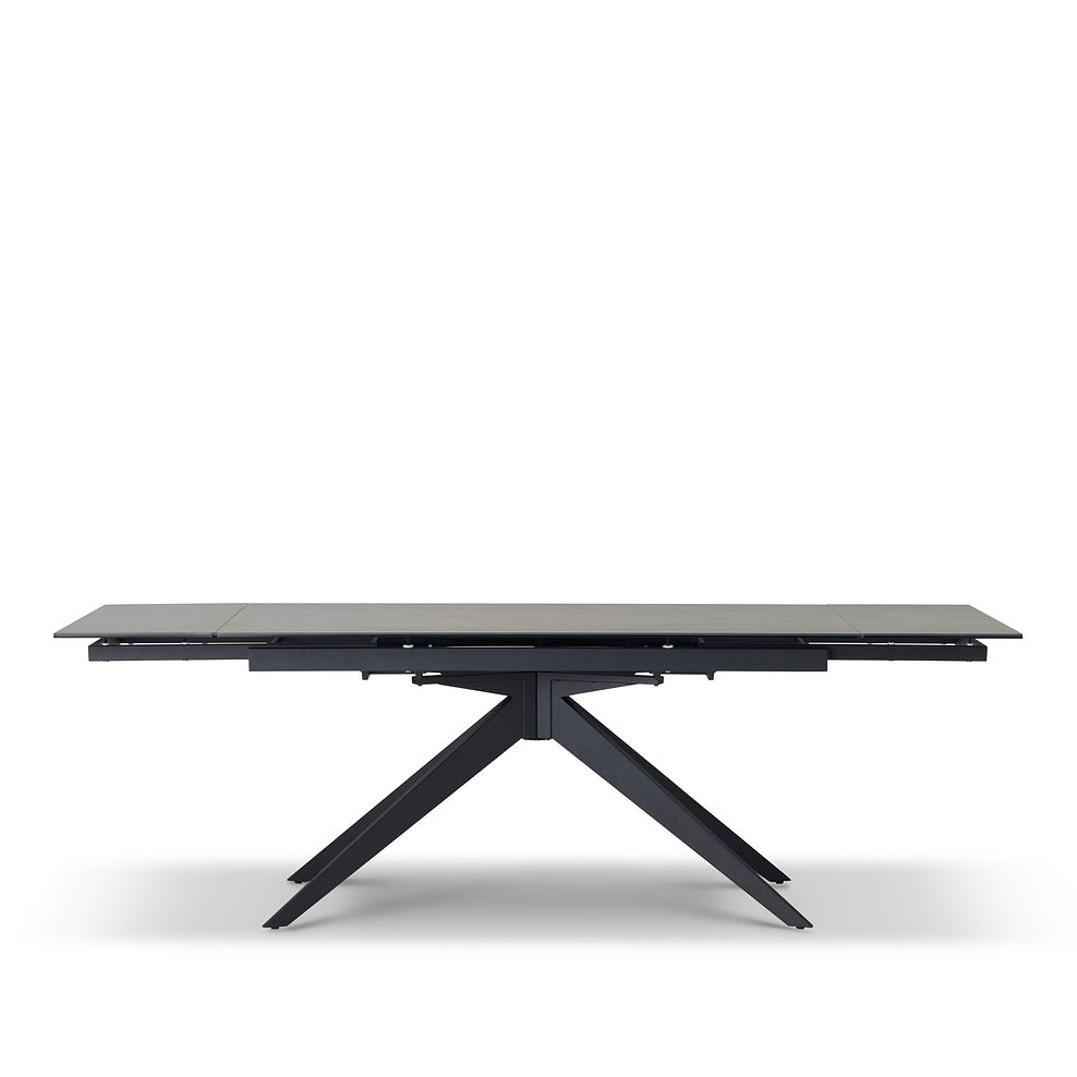 Trento Grey Ceramic Extending Dining Table + 4 Mason Chairs Vintage Black Leather-Look fabric with Black Legs 7